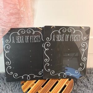 (2) A Year of Firsts Chalkboard Signs with Chalk - New - Couple Gift Set